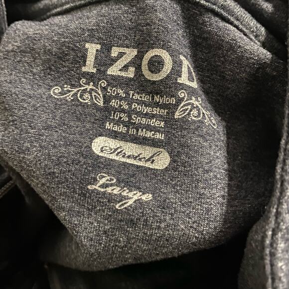 Heather Grey Izod full zip athletic jacket womens size large pink floral Golf - Picture 7 of 7